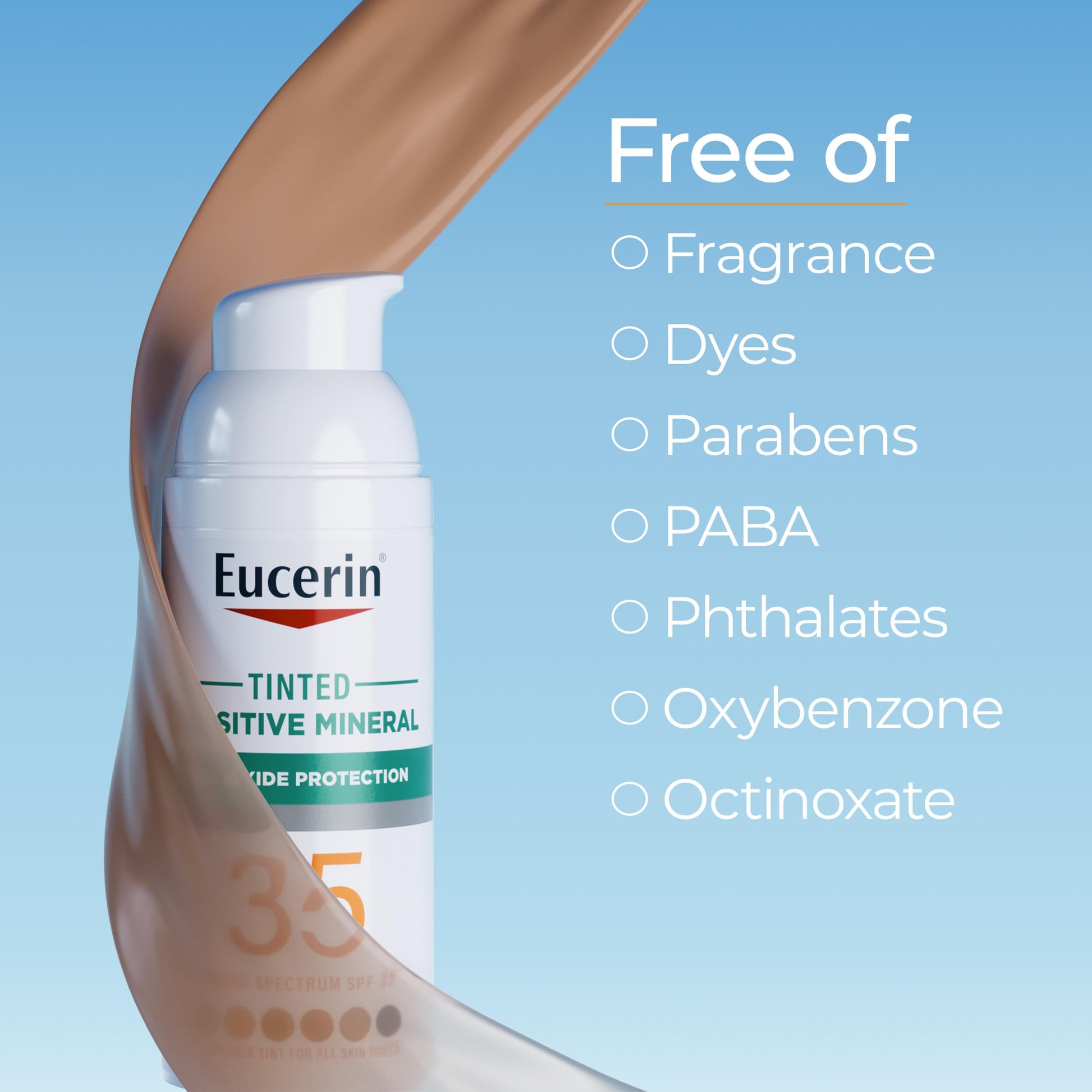 Eucerin Loción De Protector Solar Facial Mineral Tintado Solar Spf 35, Protector Solar Mineral No Comedogénico Con Protección Suave De Ã“xido De Zinc Para Piel Sensible, Frasco De 1.7