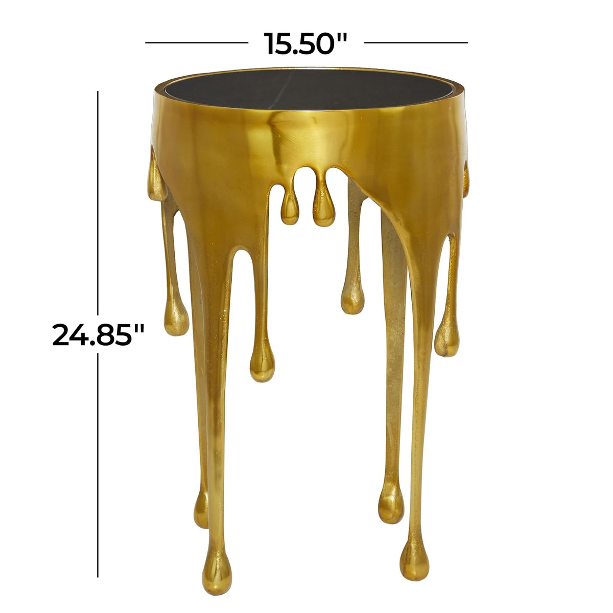 Deco 79 - Mesa Decorativa de Metal de Aluminio con diseño de fusión y Parte Superior de Vidrio sombreado, 16 x 16 x 25 pies, Color Dorado
