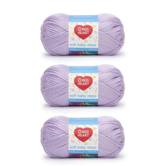 Red Heart Soft Baby Steps - Hilo de lavanda - Paquete de 3 unidades de 141 g/5 oz - Acrílico - 4 Medianos (Peinado) - 256 yardas - Tejer/Crochet