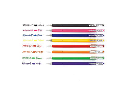 Pentel Mattehop Bolígrafo de Tinta Gel Opaco, Punto Mediano, 1.0 mm, Tinta Verde, Caja con 12 Piezas, K110-VD
