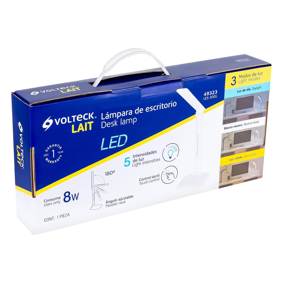 Volteck Lait LES-300L, Lámpara de LED 8W 5 niveles de iluminación para escritorio