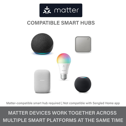 Sengled Matter - foco LED inteligente (A19), multicolor, compatible con Alexa, equivalente a 60 W, 800 lm, emparejamiento instantáneo, paquete de 1