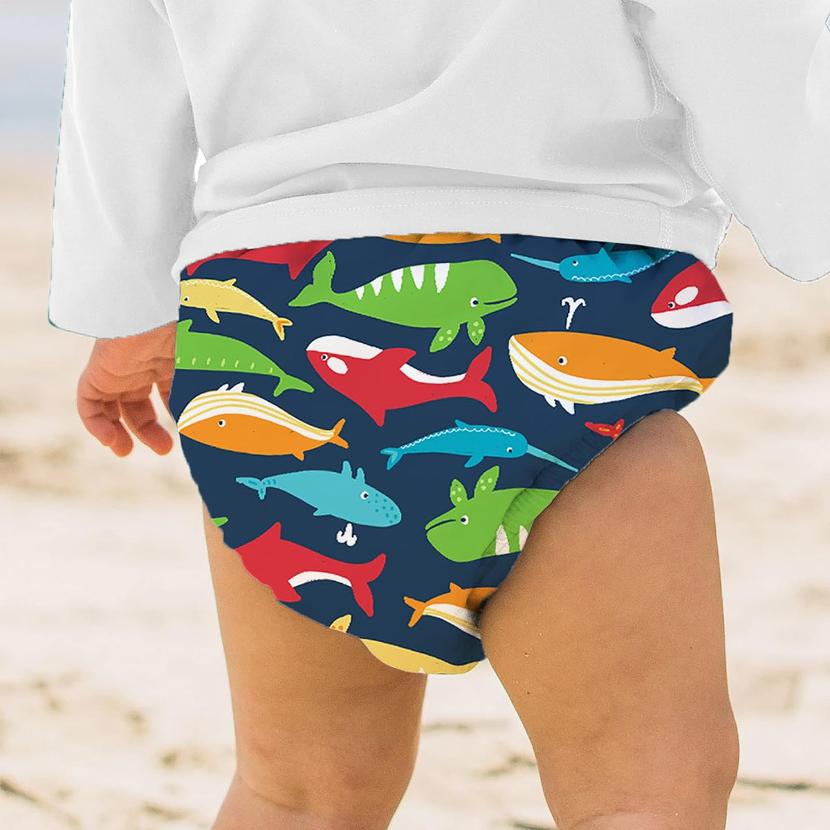 Green Sprouts - Pañal de natación Absorbente Reutilizable, Liga de Ballenas Marinas, 12 Meses