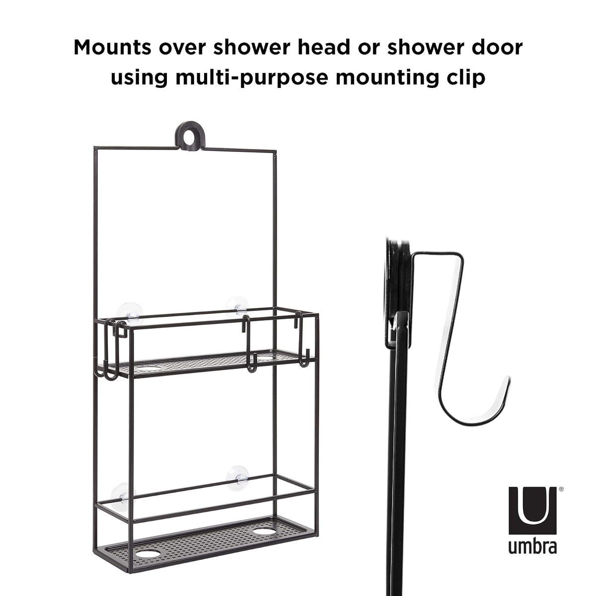 Umbra Cubiko Organizador de ducha con dos estantes, negro
