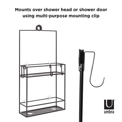 Umbra Cubiko Organizador de ducha con dos estantes, negro