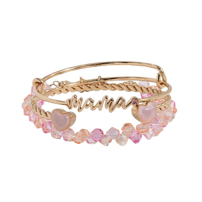 Alex and Ani Set de 3 Rígidos Mamá | Pulseras Doradas para Mujer | Cristal, Cuentas | Pulsera Dorada | Pulseras Plateadas para Mujer