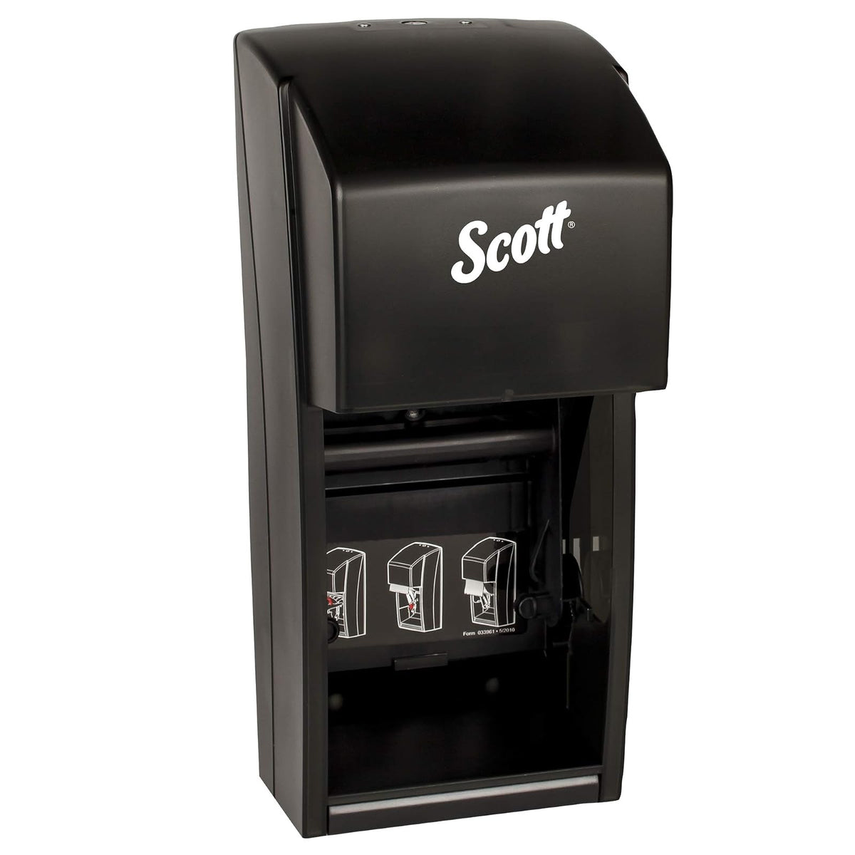 SCOTT Professional - Dispensador de Papel higiénico Vertical estándar (09021), Doble Capacidad, Negro, 6 x 13.6 x 6.6 Pulgadas (cantidad 1)