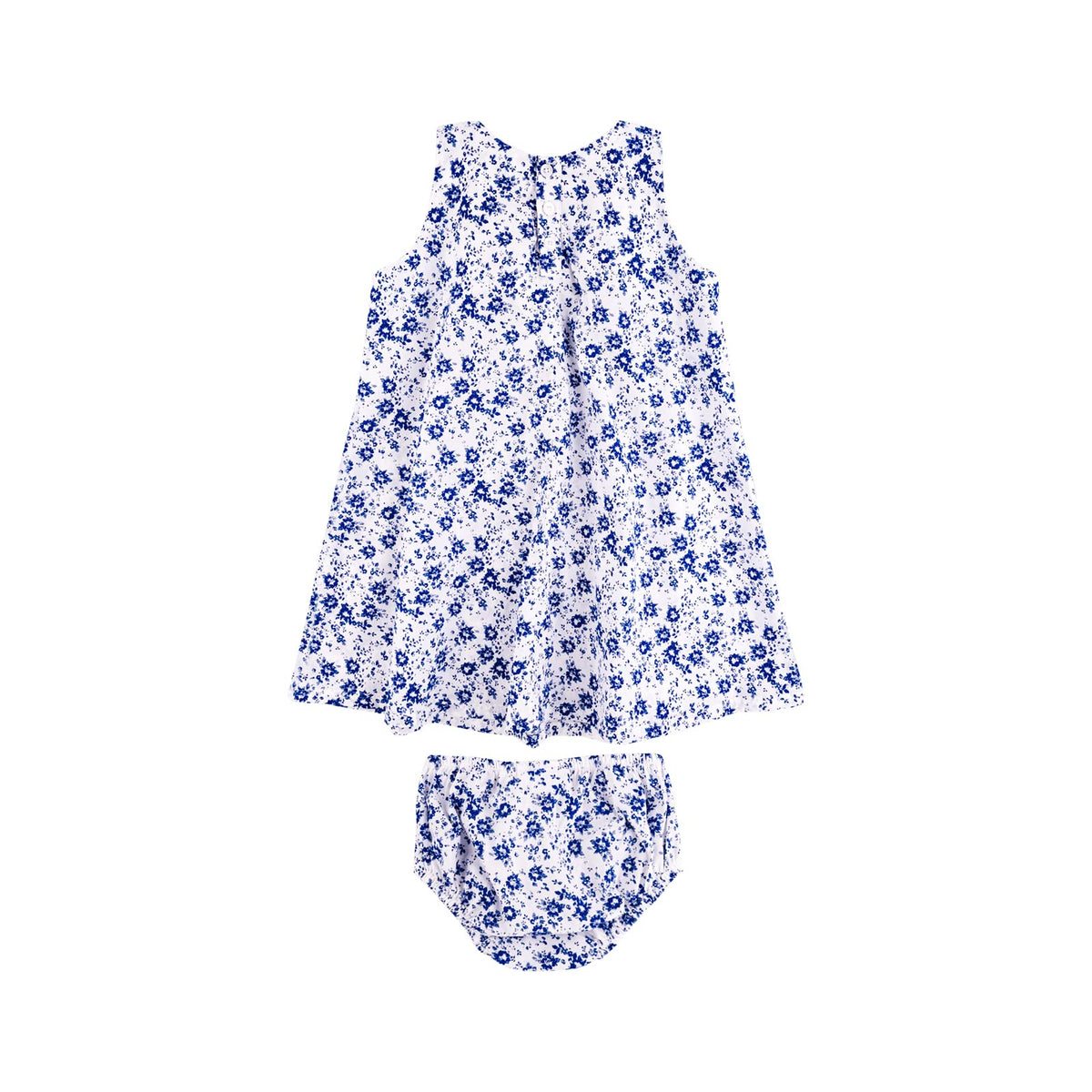 Baby Creysi Set 2 Vestido Sin Mangas Pantaleta Popelina Bebé 6 Meses Azul Algodón Hipoalergénico Diseño Floral