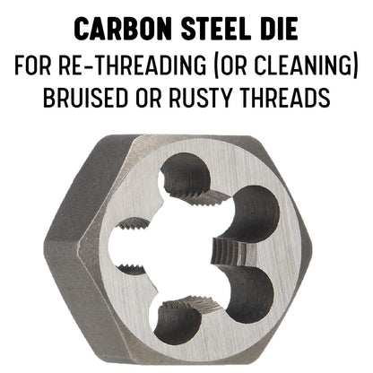 Drill America - Troquel hexagonal de acero al carbono de 1/4"-27, serie DWT