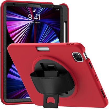 ORIbox Morandi - Funda para iPad Air (5ª/4ª) y iPad Pro de 11 Pulgadas (4ª/3ª/2ª/1ª), Cuerpo Completo, a Prueba de Golpes, protección contra caídas 3 en 1 con Soporte 360/correa de Mano, Color Rojo