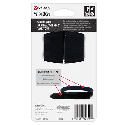 VELCRO Brand Garage Organization Correas elásticas de cincha, color negro | Correas reutilizables de 1 pulgada de ancho para agrupar postes y estacas, gestionar cables de herramientas eléctricas