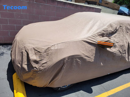 Tecoom Funda Gruesa de Carcasa súper Transpirable, Impermeable, a Prueba de Viento, Nieve, Sol, Lluvia, Rayos UV, para Exteriores, Todo Clima, para SUV, Ajuste para SUV de tamaño Completo de 206-215