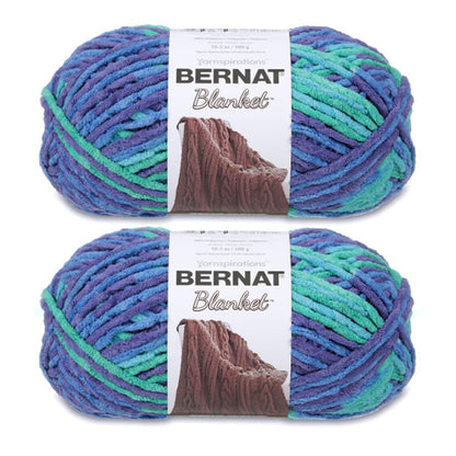 Bernat Blanket Estambre Chenille Súper Voluminoso, Paquete de 2 - Paquete de 2 - Sombras oceánicas