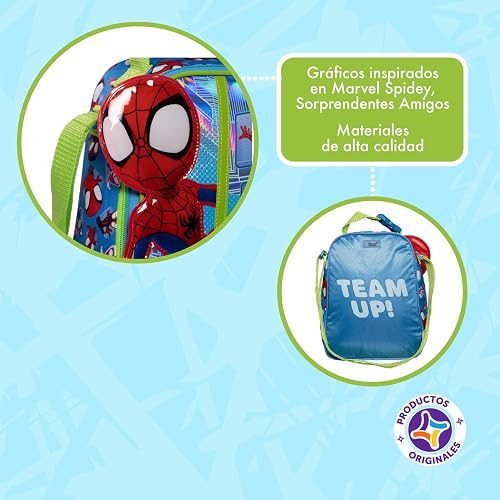 Ruz Lonchera Infantil y Preescolar | Spidey y Sus Amigos | 100% Poliéster Capacidad 3 Litros | Bolso de Poliéster para Niños con Forro Interno y Cierre de Cremallera | Recomendado desde 3 años