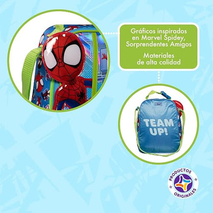 Ruz Lonchera Infantil y Preescolar | Spidey y Sus Amigos | 100% Poliéster Capacidad 3 Litros | Bolso de Poliéster para Niños con Forro Interno y Cierre de Cremallera | Recomendado desde 3 años