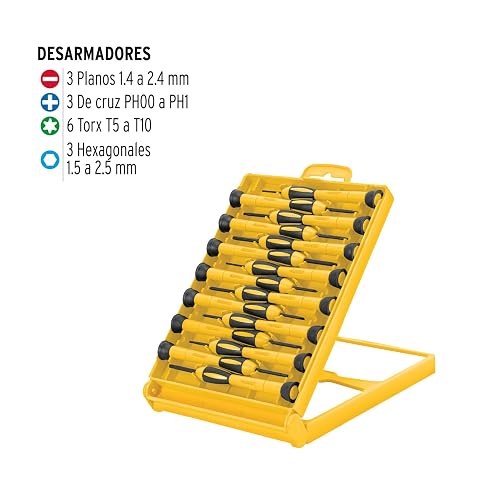 Pretul J-DEJ-15, Juego con desarmadores de precisión, 15 piezas, Pretul