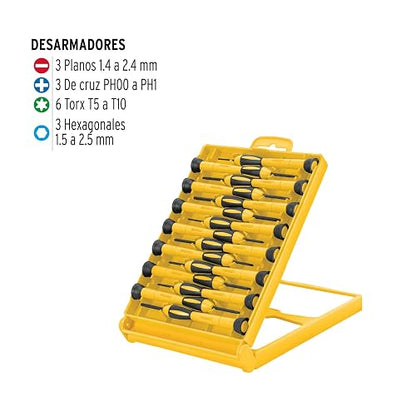 Pretul J-DEJ-15, Juego con desarmadores de precisión, 15 piezas, Pretul