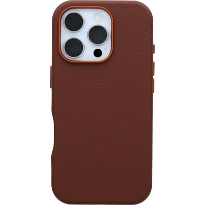 OtterBox Funda Symmetry Series Piel de Cactus para iPhone 16 Pro, Compatible con MagSafe, Negro - Rich Adobe Brown