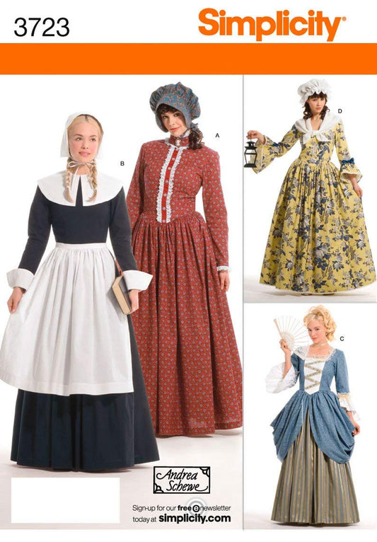 Simplicity Vestidos históricos con patrón de Costura para Mujer, por Andrea Schewe, Tallas 14-16-18-20-22
