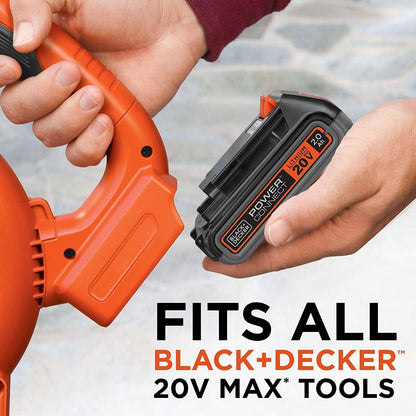BLACK+DECKER 20 V MAX 2.0 Ah batería de iones de litio, paquetes de baterías recargables inalámbricas, compatible con la plataforma de batería de 20 V MAX BLACK + DECKER (LBXR2020APB)