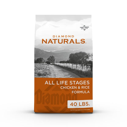 Diamond Naturals Alimento Seco para Perros Adultos con Fórmula de Pollo y Arroz - 1 bolsa x 40 Lb