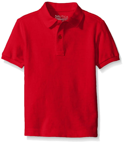 Nautica Polo Piqué de Manga Corta para Niño Pequeño - Niños grandes - 10-12 Husky - Rojo -