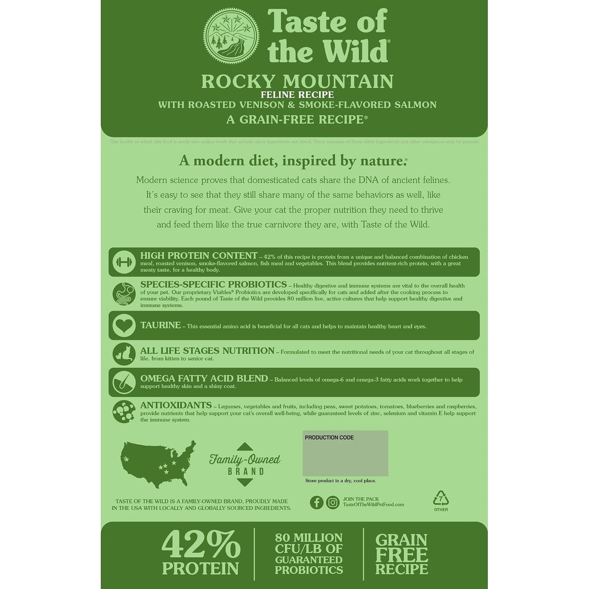 Taste Of The Wild - Alimento seco para gatos Rocky Mountain Premium, sin cereales, rico en proteínas