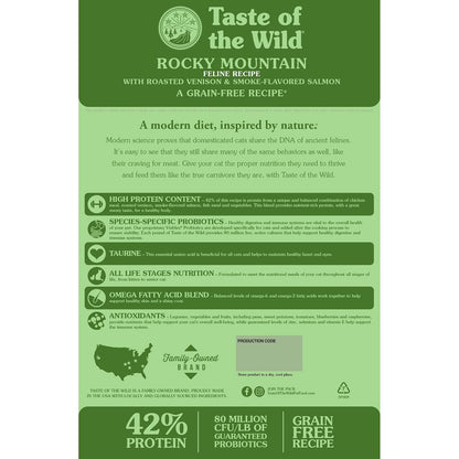 Taste Of The Wild - Alimento seco para gatos Rocky Mountain Premium, sin cereales, rico en proteínas