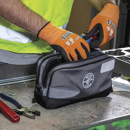 Klein Tools - Bolsa de herramientas de doble compartimento, organizador de bolsas de herramientas resistente, bolsa multiusos