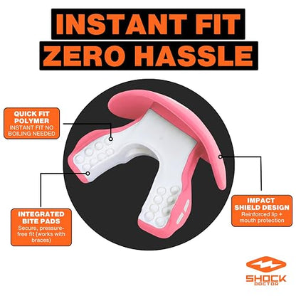 Shock Doctor Protector Bucal Kool Aid MAX Air Flow | Unitalla, sabor cereza puncha tropical, protección labial completa, compatible con tirantes, ajuste instantáneo para fútbol