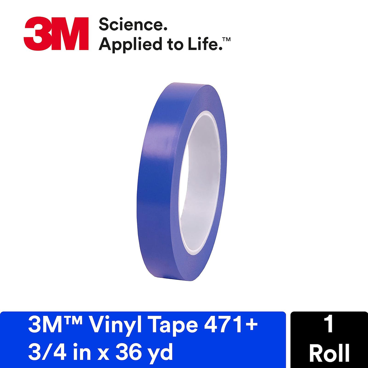 3 m 471 + pn2510 índigo cinta de vinilo, convenientemente empaquetado, 3/8" X 32.9 m (paquete de 1), Azul, 3/4 in x 36 yd