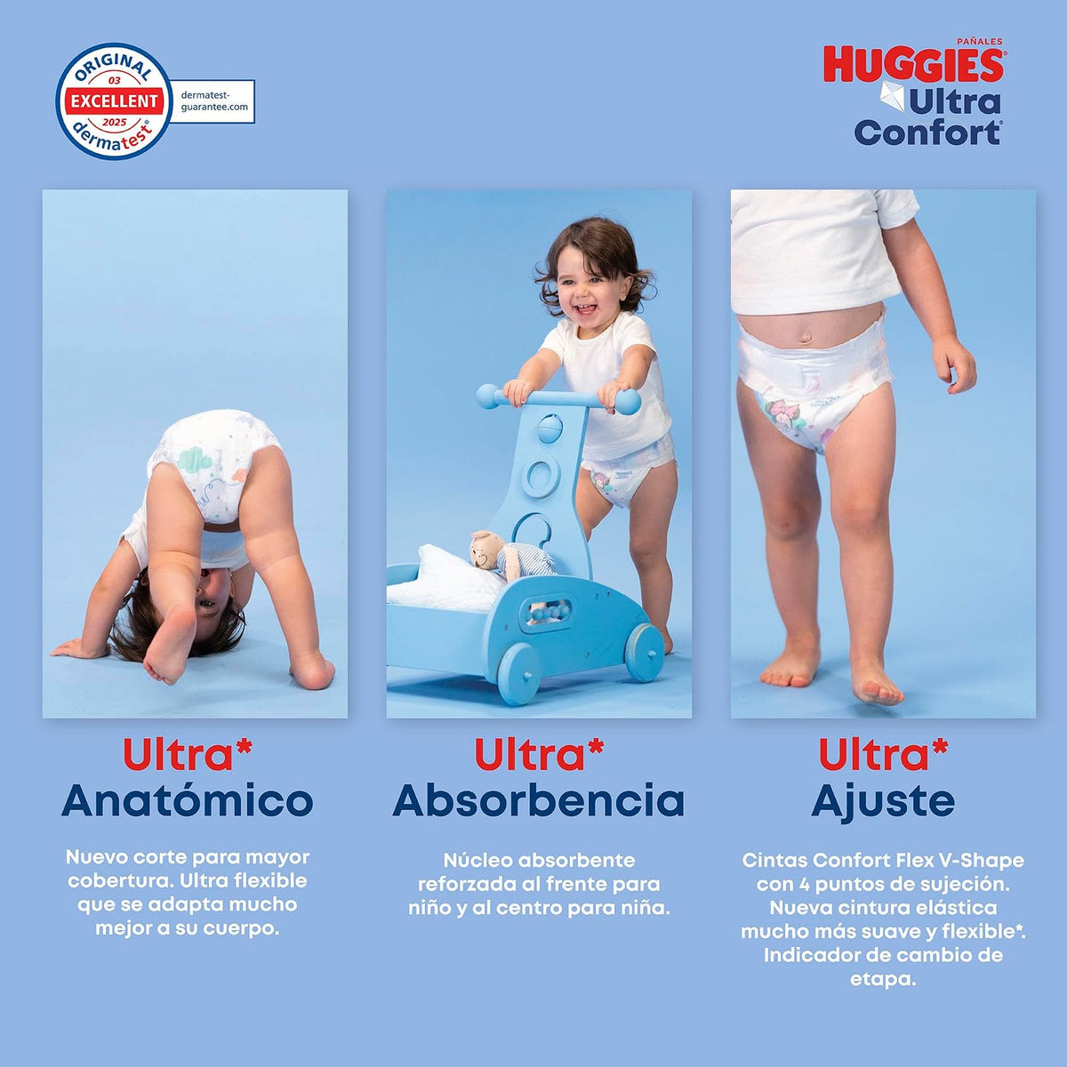 Huggies Ultraconfort Pañal Desechable para Bebé, Etapa 2 Unisex, Paquete con 44 Piezas, Ideal para Bebés de 5 a 7.5 kg