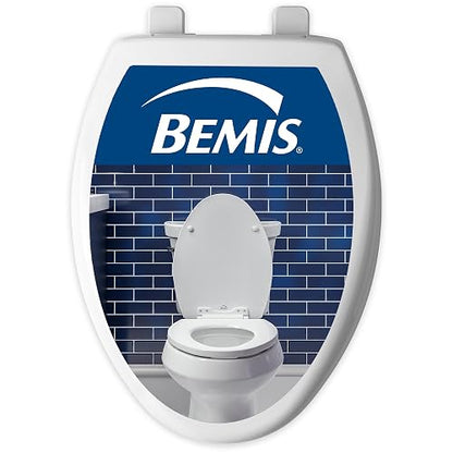 Bemis Economy - Asiento de inodoro de plástico, alargado, blanco, 170 000 | Resiste el desgaste y las manchas, fácil de limpiar, bisagras Top-Tite para una fácil instalación, 170