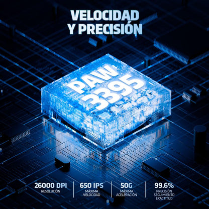 GAME FACTOR MOW800-WH Mouse Gamer Inalambrico RGB Óptico Pixart 3395 26,000 dpi Base Magnetica RGB Ultra Baja Latencia Ultra Ligero 56 Gramos Bluetooth Doungle 2.4 GHz Color Blanco