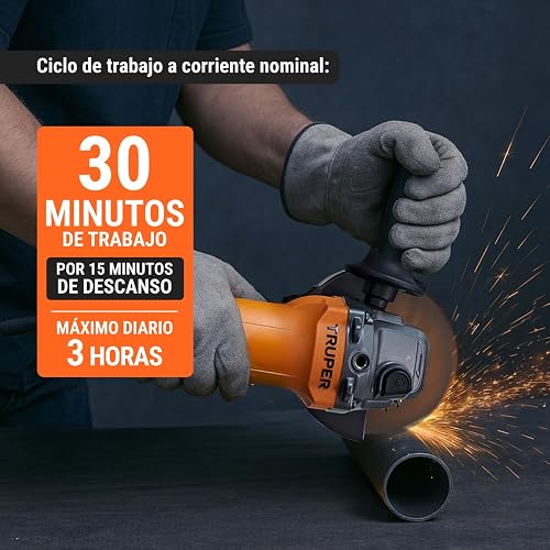 Truper COMBOE-4-1/2A12, Esmeriladora 4-1/2" 750 W, 10 discos y flexómetro