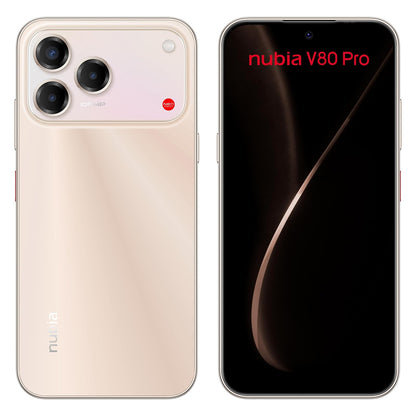 nubia Celular V80 Pro 6.7” 120Hz, 108MP+2MP, 256GB+20 GB RAM(8GB + 12GB Dinámica), Android 16, Dorado