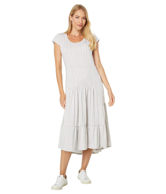 Tommy Hilfiger - Vestido midi de rayas escalonadas para mujer