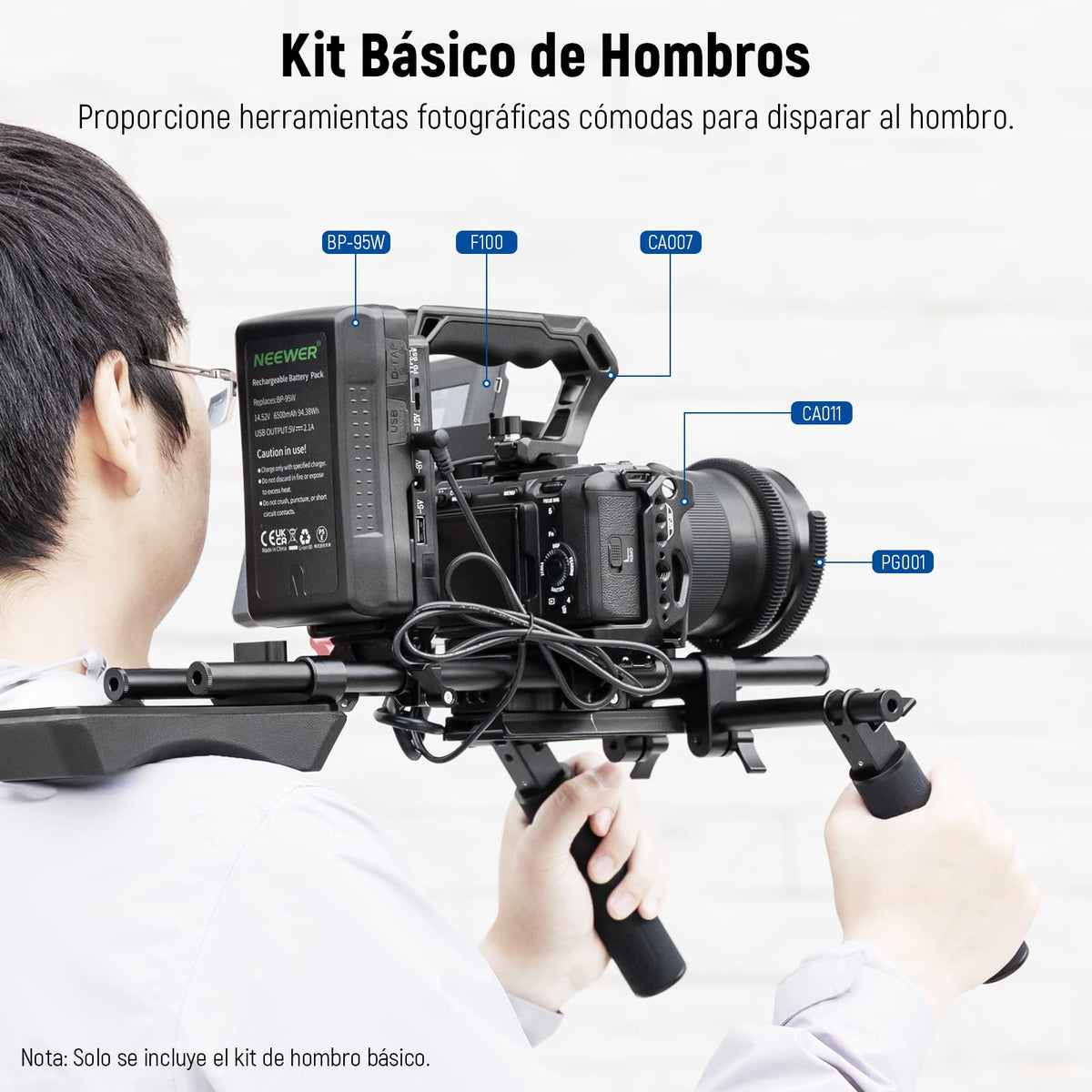 NEEWER Kit Plataforma de Hombro Universal, 16"/40cm Extendido 15mm, Soporte de Varas, Estabilizador de Cámara para Videocámara DSLR, Compatible con SmallRig Follow Focus/Lens Support/Matte Box, SR004