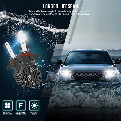 DNA MOTORING HL-OH-FM05-BK-CL1-CFS-H13 - Faros delanteros de repuesto compatibles con Ford Mustang 05-09, 10000 lúmenes, 9008 H13, bombillas LED incluidas