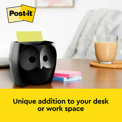 Post-it - Dispensador de notas de búho, incluye 1 bloc de notas emergentes de 3 x 3 pulgadas, 45 hojas, OWL-330-BK