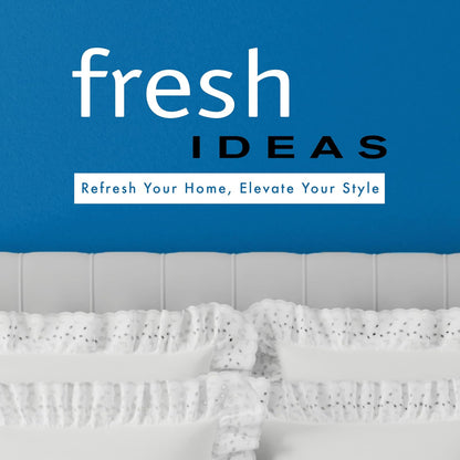 Fresh Ideas FRE30014WHIT04 Eyelet Ruffled 14-Inch Drop King Bedskirt, White