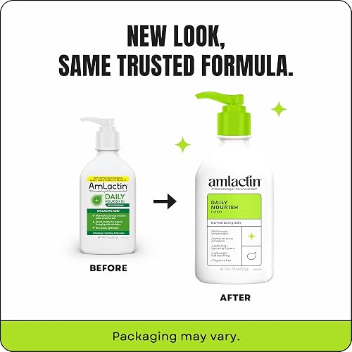 AmLactin - Loción corporal hidratante diaria, hidrata al instante, alivia la rugosidad, potente terapia alfa-hidroxi exfolia suavemente, suaviza la piel áspera y seca, libre de parabeno, 7.9 oz., paquete de 1
