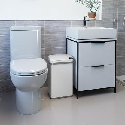 iTouchless Papelera con Sensor multifunción con Sistema de Control de olores y Fragancia para baño y Oficina, Moderno, Matte Finish Pearl White, 15 litros, 1