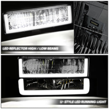 DNA Motoring HL-LB3-8P-C10-3G-SM-AM Juego de Faros LED DRL Estilo U + Señal para Chevy/GMC C/K 1500/2500 1992-1999, Ahumado/Ámbar