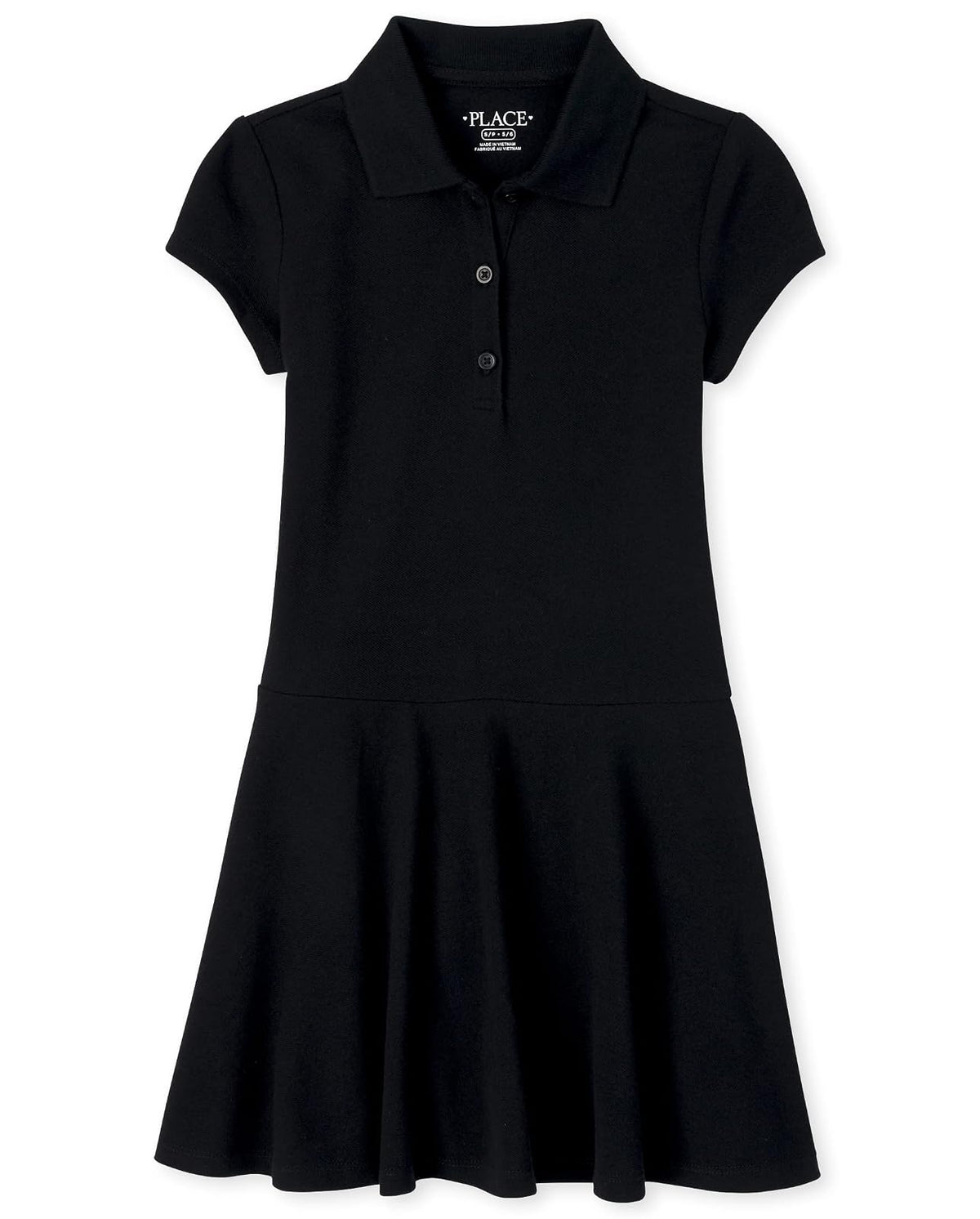 The Children's Place Vestido Polo Piqué Uniforme para Niña - Negro - - 7-8 Años