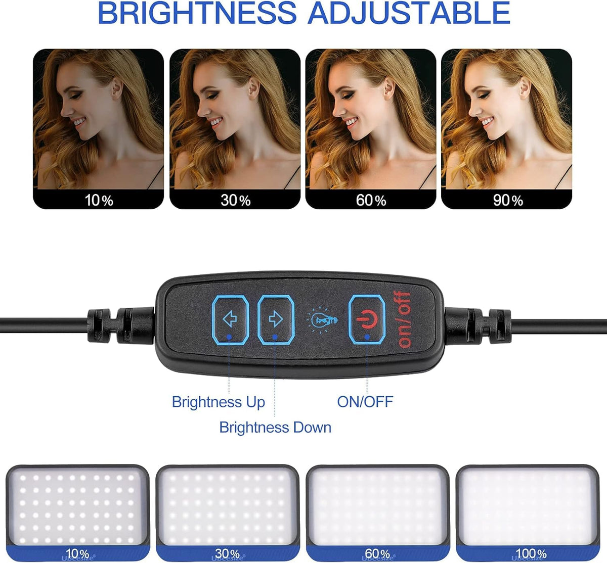 UBeesize Kit de luz de Video LED, 2 Piezas de iluminación de fotografía portátil Continua Regulable con Soporte de trípode Ajustable y 5 filtros de Color para Tomas de Mesa/ángulo bajo