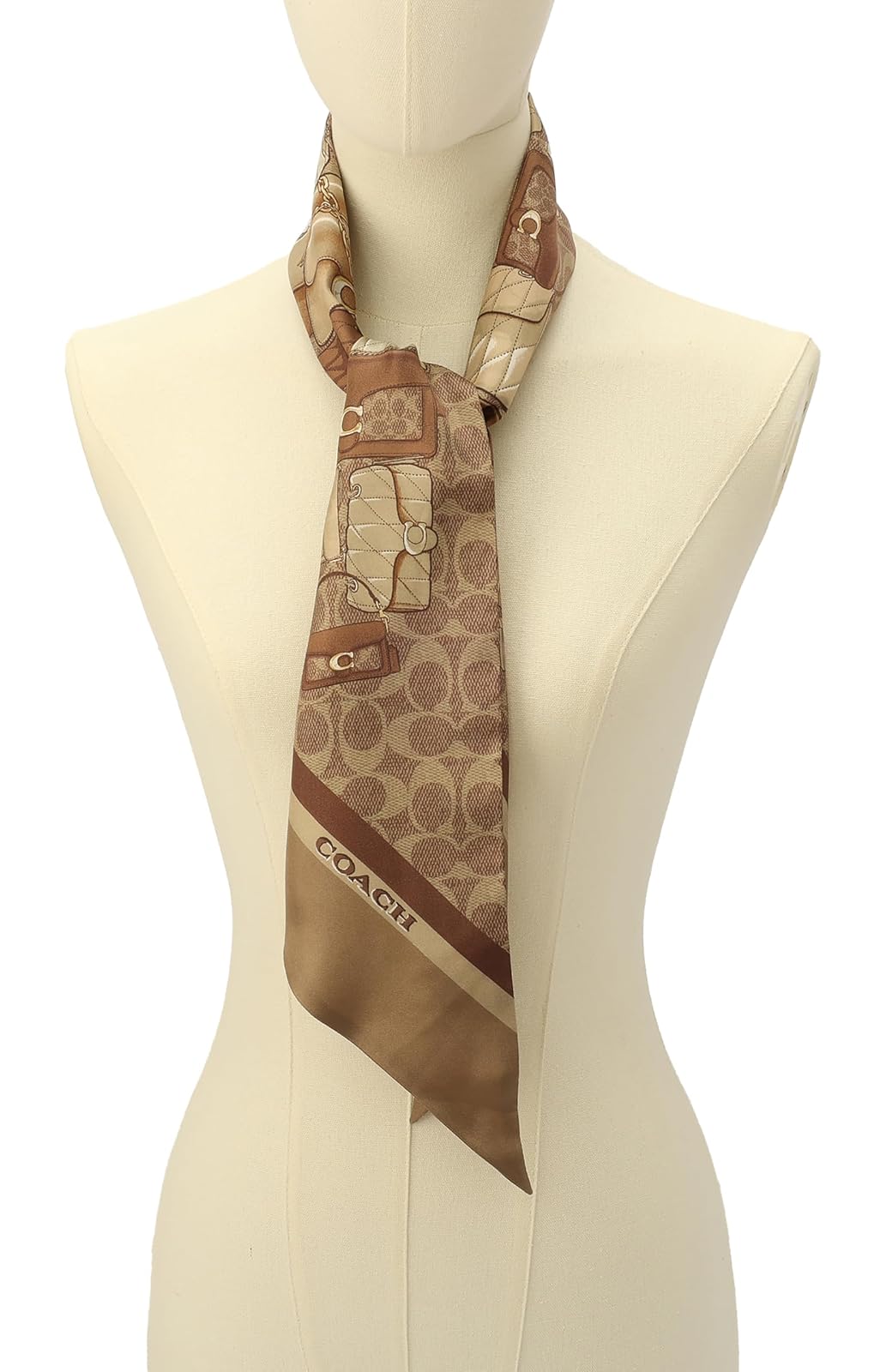 Coach Stacked Tabby Printed Wide Silk Skinny Bufanda delgada de seda Mujer