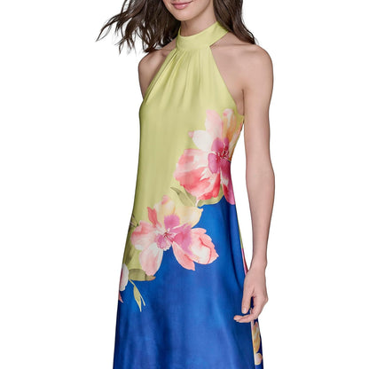 KARL LAGERFELD Sleeveless Halter Neck Maxi Dress Vestido Mujer