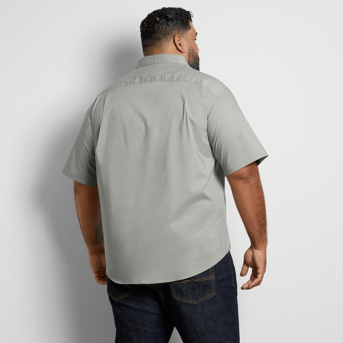 Van Heusen Camisa de Manga Corta sin Arrugas Grande y Alta a Cuadros Camisa Abotonada para para Hombre