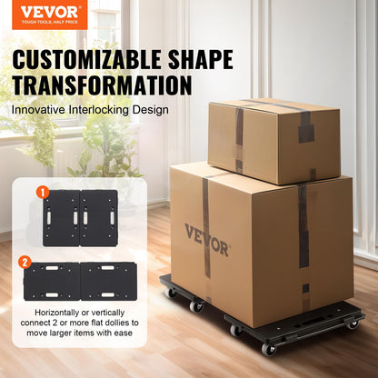 VEVOR - Mueble móvil de 40,6 x 28,9 cm, Capacidad de 500 Libras, Ruedas móviles, Ruedas portátiles, Resistentes, pequeño Carro Plano Entrelazado para Muebles Pesados, Paquete de 2, Color Negro
